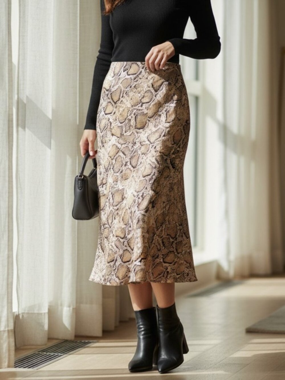 Lucy Paris Snake Print‎ Midi Skirt Y2K Mermaid Flare M
